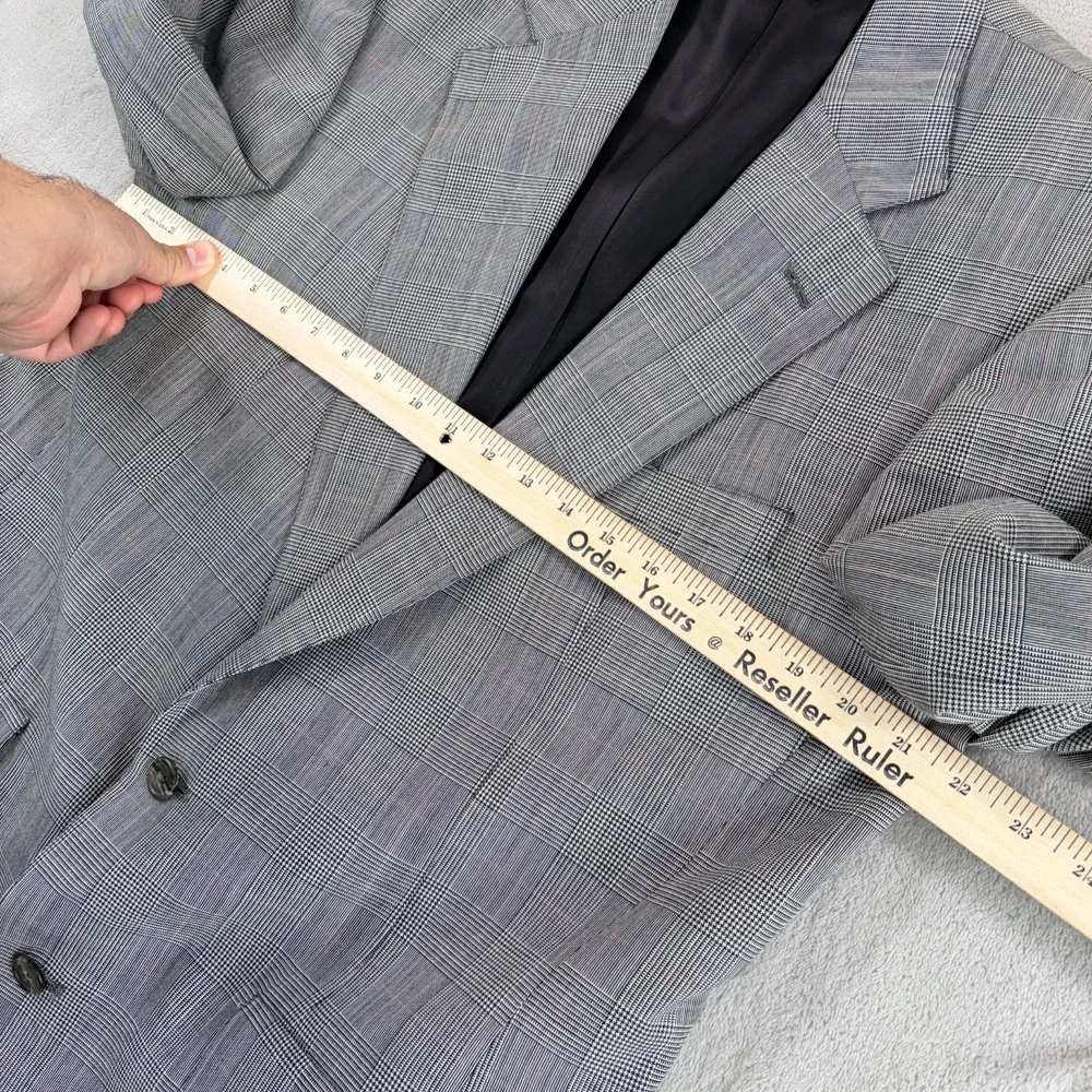 Vintage Brooks Brothers Blazer Sport Coat Grey Glen Check Wool Men 42L USA Made